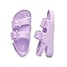 FUNKYMONKEY Unisex-Child Slides Adjustable Double Buckle and Back Strap Open Toe EVA Flat Sandals for Toddler Boys Girls (8 Toddler, Lilac/HGD)