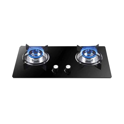 UGTFFT Estufa de Gas portátil for Interiores, Placa de Gas de 2 quemadores de Alta eficiencia, Estufa de Gas integrada de Doble propósito, con protección contra fallas de Llama, for el hogar.(NG)