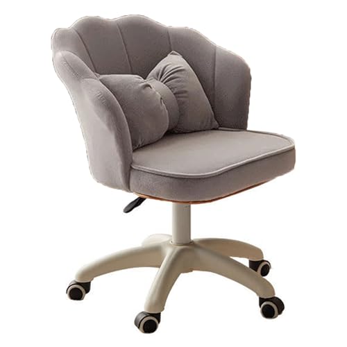 Silla de comedor de tela sin brazos para oficina en casa, silla de escritorio giratoria ajustable con ruedas, silla compacta para computadora de tareas y tocador para espacios pequeños