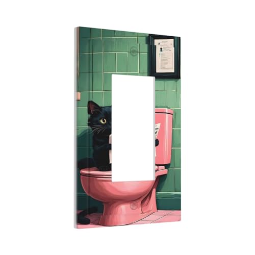 Decorative Outlet Covers Funny Black Cat Newspaper Pink Toilet 1 Gang Single Decora Gfci Device Light Switch Covers Plate 1 Rocker Wall Plate Jumbo Faceplate