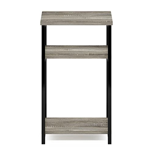 Image of Furinno Just 3-Tier Metal Frame End Table with Storage Shelves, 1-Pack, French Oak