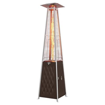 EAST OAK Pyramid Patio Heater, 48,000 BTU Outdoor Patio Heater, Quartz Glass Tube Propane Heater for Commercial & Residential, Triple Protection System, With Wheels, 2024 Upgrade, Bronze