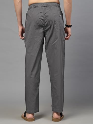 Image of Majestic Man Comfort Fit Solid Cotton Casual Lounge Pyjama with Elastic Waist, Drawstring & Zip Closure