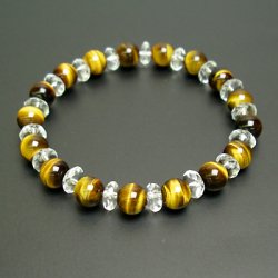 伊勢 - 宮忠 - ブレスレット 虎目石 φ8mm 水晶ボタン 各17玉 の商品画像