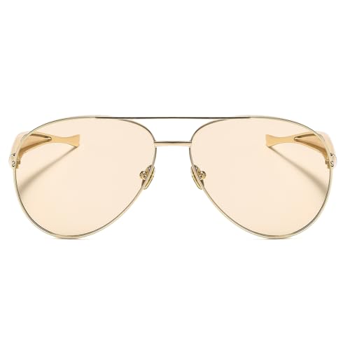 YAMEIZE Retro 70s Pilot Sunglasses Women Men Square 70s Sunglasses Retro Pilot Double Bridge Vintage Shades Trendy UV4003