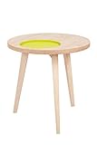 Mesa auxiliar redonda con relieve.