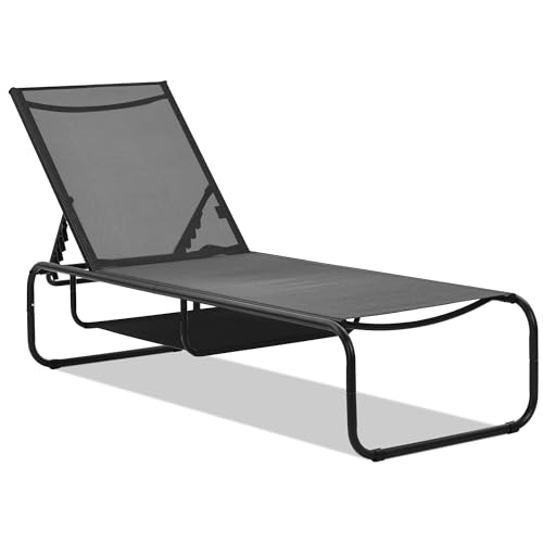 GDY Patio Lounge Chair with Storage, Outdoor Pool Lounge Chairs