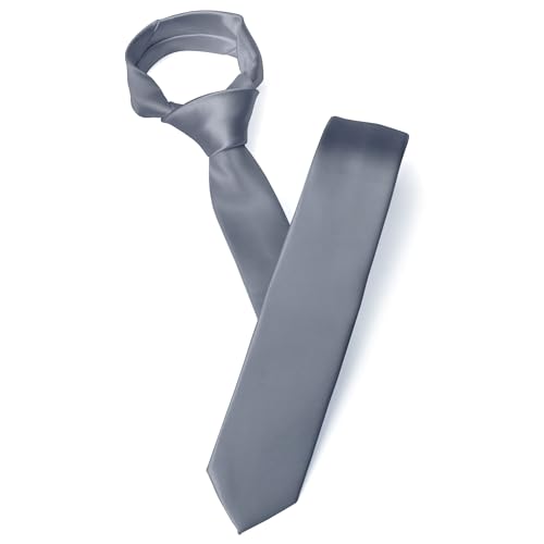 Image of Landisun Black Tie Men Women Solid Skinny Ties Slim Ties Satin Tie
