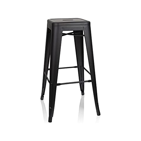 hjh OFFICE 645016 Barhocker VANTAGGIO HIGH Metall Schwarz matt Retro-Hocker Cover