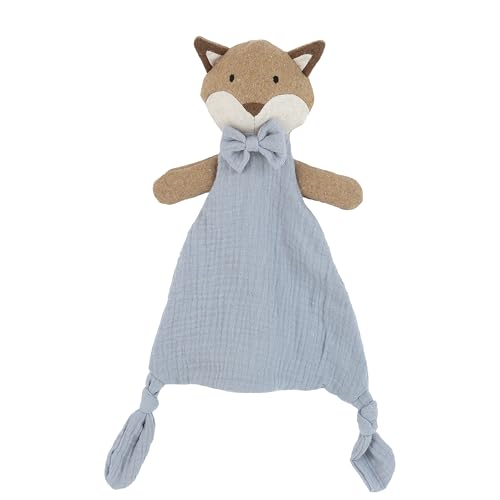 Image of MON AMI Fox Security Blankie for Babies | 10-Inch Cotton Lovey Blanket | Knotted Plush Animal Security Blanket | Perfect Newborn Essential for Birthdays & Baby Showers