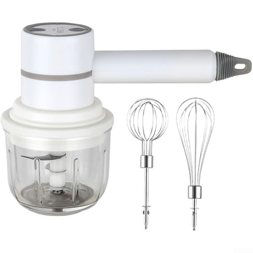 Batidora de mano inalámbrica ligera con capacidad de carga USB y 3 velocidades variables para tareas diarias de mezcla de cocina (blanco)