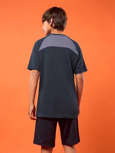 Image of TECHNOSPORT Boy's Polyester Slim Fit Crew Neck Half Sleeve T-Shirt with Technocool+, Anti Microbial Propeties for Sports and Regular Use
