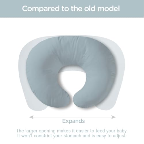 Image of Plushii U-Shaped Nursing Pillow with Washable Cover,Blue | Ergonomic U-shaped breastfeeding support pillow for mom and baby, featuring a soft, breathable and washable cover
