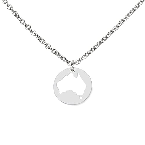 DAHEIM Halskette Australien - filigrane Kette Down Under für Damen und Frauen, Heimat-Schmuck Australia aus Edelstahl (silber-farben) DHK282