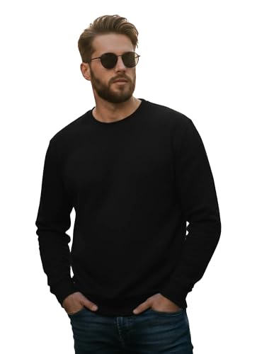 Image of Mack Jonney Men Regular Fit Fleece ||Black||Round Neck Solid||Sweatshirt-JM3911