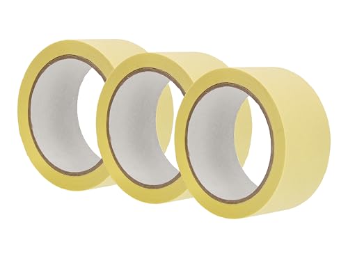Scley Abdeckband, Kreppband Breite 48mm, Länge 33m, 3 Stück Malerband, Malerkrepp gelb, Klebeband für Malerarbeiten Serie *545*, A0303-450148