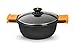 BRA Efficient - Cacerola alta con tapa de cristal y asas de silicona, 32 cm