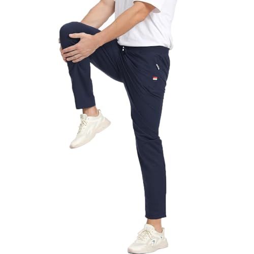JustSun Mens Jogging Bottoms Slim Fit Casual Joggers Bottoms Sports Trousers with Elastic Waist Drawstring Zipper Pockets Blue UK 2X-Large - Image 4