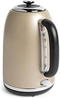 Salter EK4535GOLD Olympus 1.7L Jug Kettle, 3KW Rapid Boil Electric Jug Kettle, Pull Top Lid, 360 Degree Swivel Base, Boil Dry Sensor, Auto Shut Off Strix Controller, Easy View Water Window, Black/Gold