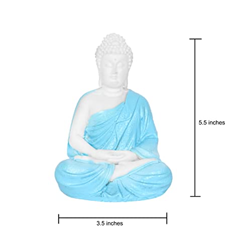 Image of Pot's & Plant's Handcrafted Polymarble Meditation /Dhyan Buddha Statue Lord Figurine /Idol (5.5-inch) (Blue)