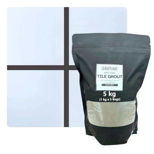 Image of DESTINE READY-TO-MIX inchTILE GROUT inch (16 COLOURS) (ALL PACKS: 100 Gm,250 Gm,400 Gm,800 Gm,1 Kg), Waterproof, Crack Filler, Cement Based Tile Gap Filler (5 Kg, Slate Grey)