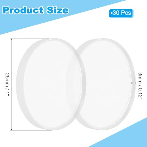 Image of PATIKIL 1 inch Acrylic Circles, 30Pcs 0.12 inch Thickness Round Acrylic Sheets for Sign DIY Craft Project, Paintings, Picture Frame, Table Top, Clear