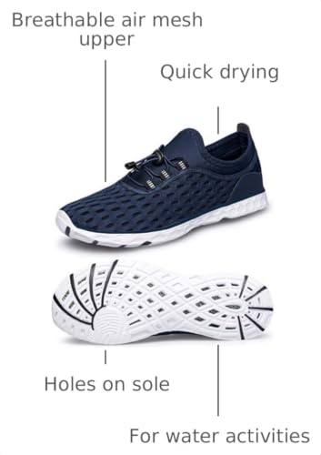 Image of DOUSSPRT Women's Water Shoes Quick Drying Sports Aqua Shoes BlueWhite Size 5.5