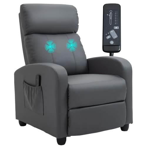HOMCOM Fauteuil de Relaxation et Massage Inclinaison Manuelle Gris