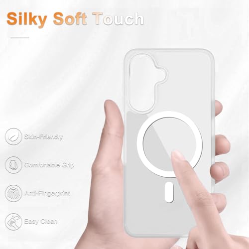 Image of DIZORO Compatible Samsung Galaxy A17 5g Case,Compatible with MagSafe, Non Yellow Military-Grade Drop Protection & Hard PC Back Cover Slim Transparent Anti-Scratch Shockproof Phone Case - Magsafe White