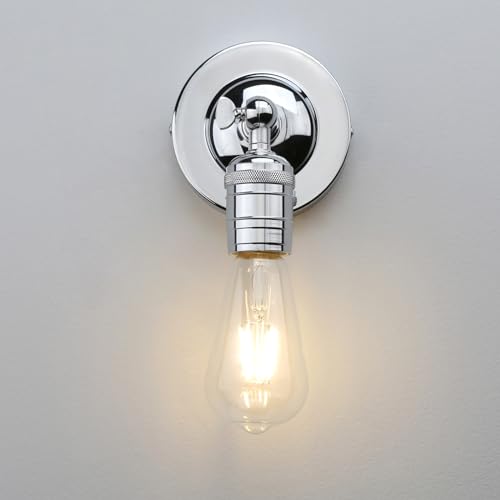 Image of Phansthy Wall Lamps Single Wall Sconce Light Industrial Wall Sconce Lighting Wall Mount Light Wall Decorative Lighting for Kitchen Living Room Hallway Bathroom Vanity (Chrome)