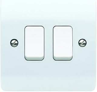 MK Logic Plus K4872 WHI 10AX Single Pole 2 way Plateswitch, 2 Gang