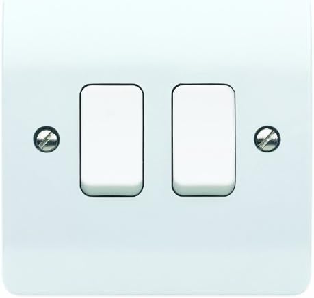 MK Logic Plus K4872 WHI 10AX Single Pole 2 way Plateswitch, 2 Gang