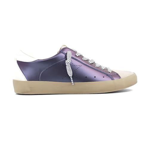 Womens Mia Metallic Lace Up Sneakers Shoes Casual - Purple