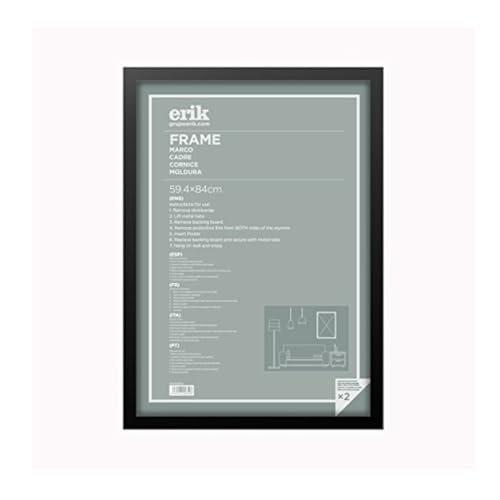 Grupo Erik Bilderrahmen DIN A1, 59,4 cm x 84 cm Posterrahmen, MDF - Holzdekor - Holzoptik, Schwarz