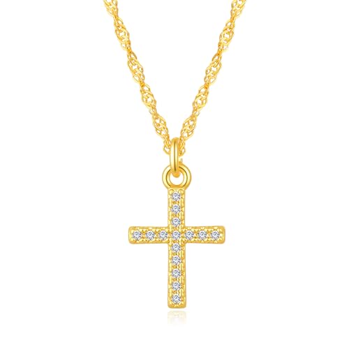 MIDEEO Cross Necklace for Women Trendy - Dainty 14K Real Gold Plated Minimalist Cz Cross Necklace...