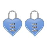 Le cadenas en forme de cœur est disponible dans les dimensions suivantes : largeur intérieure : 12 mm; hauteur intérieure : 16 mm; largeur totale : 41 mm; hauteur totale : 55 mm; diamètre du fil : 3 mm; couleur : bleu clair. Matériau : alliage de zinc, alliage d'acier. Type : cadenas à combinaison N520 à 3 chiffres. Contenu : 2 Lot de serrures à combinaison