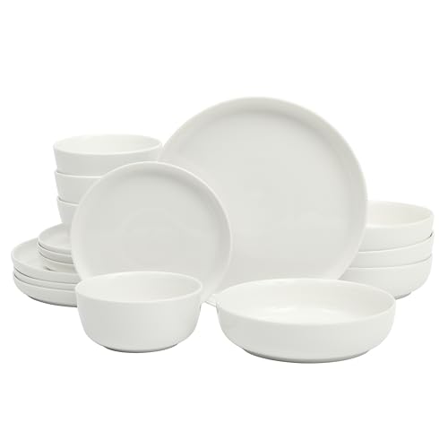 Gibson Home Oslo Porcelain Chip and Scratch Resistant Dinnerware Set, Service for 4 (16pcs), Ceramic Plates and Bowls Dishes Sets, White – Microwave and Dishwasher Safe