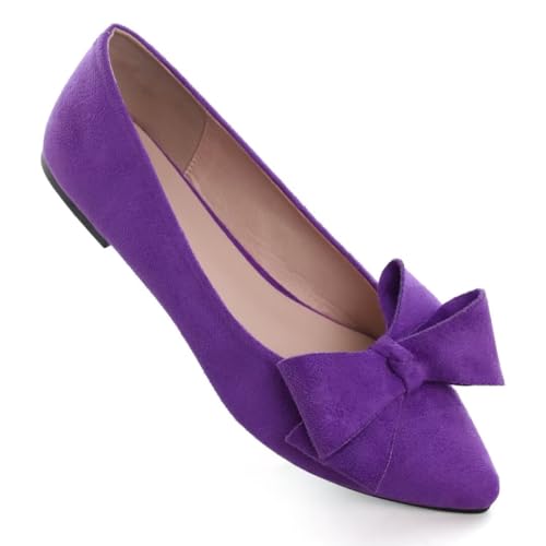 Image of TN TANGNEST Flats Shoes Women Comfort Casual Loafers | Classic Pointed Toe Bowknot Flats Cute Slip On Flats, Wear to Work Travel Walk