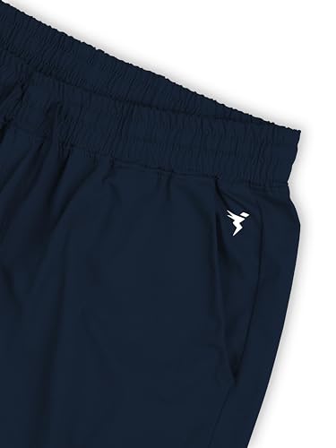 Image of TECHNOSPORT Men's Solid Slim Fit Sports Shorts TS Flexi Quick Dry Polyester Drawstring with Pockets UPF50+ for Gym Running Workout Anti Odour