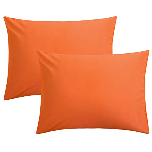 FLXXIE Microfiber Pillow Cases Standard Size, Soft Pillowcases with Envelope Closure, Wrinkle, Stain Resistant Pillow Covers, 20x26, Orange