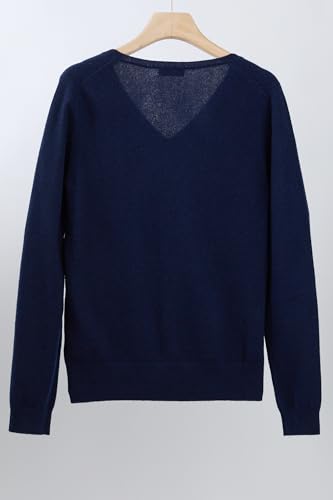 Image of JENNIE LIU Women's 100% Pure Cashmere Long Sleeve Pullover V Neck Sweater