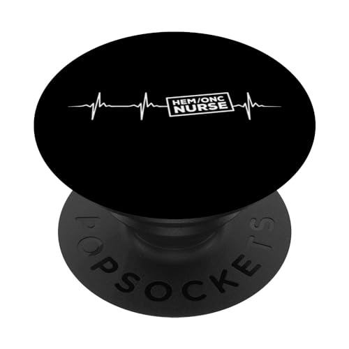 Hem/Onc Nurse Heartbeat Apparel Peds Hem Onc Nurses PopSockets Swappable PopGrip, Black