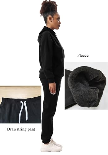 Image of Facitisu Women Fleece Sweatsuit 2 Piece Outfit Winter Warm Sherpa Lined Tracksuit Zip Up Hoodie Sweatshirts and Sweatpants