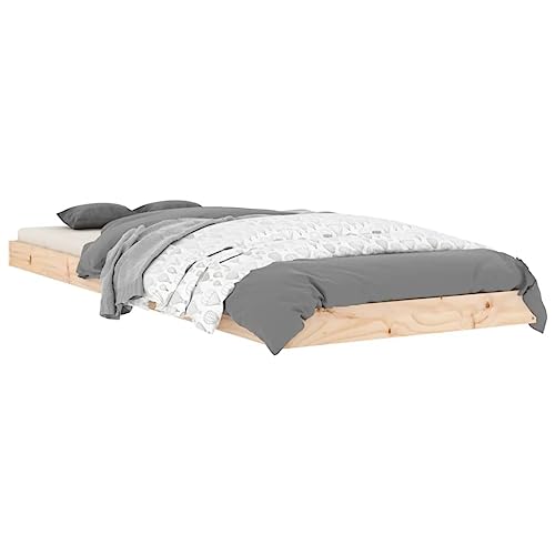vidaXL Cadre de Lit, Sommier à Lattes, Lit Simple de Palette, Cadre à Lattes Chambre à Coucher Maison, Moderne, 75X190 cm Bois Pin Massif