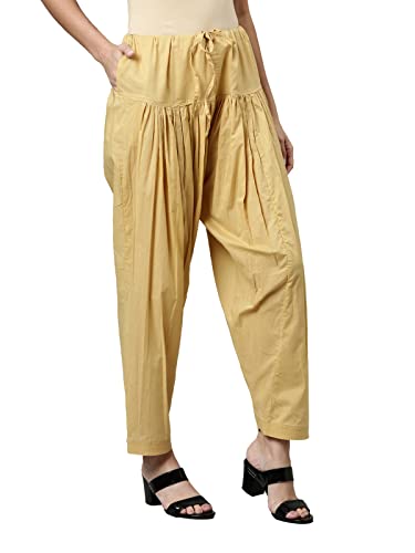 Image of GO COLORS Soft Cotton Salwar for Women | Relaxed Fit, Mid Rise, Ankle Length, Drawstrings