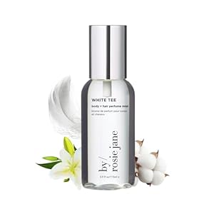 By Rosie Jane Body & Hair Perfume Mist (White Tee) – Clean Hair & Body Mist for Women – With Notes of Cotton Blossom, Lily Water & Soft Rose (115ml)