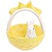 LUOZZY Bunny Candy Basket Easter Ceramic Rabbit Basket Decoration Desktop Bunny Basket Ornament, Yellow