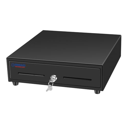 RIBAO 13\'\' Cash Registers Cash Drawer for Point of Sale(POS) System, 4 Bill 5 Coin with Adjustable Coin Slots, 24V, RJ11/RJ12 Interface 4 Key-Lock