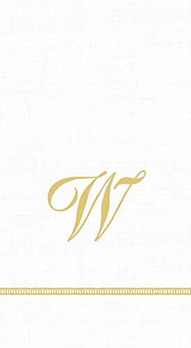 Caspari 3�{�p���w���X�e�b�`�X�N���v�g�z���C�g���m�O���� Monogram Guest Towel �z���C�g 14600G.W