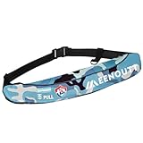 Meenoutt Automatic Inflatable Belt Pack Water Sports Jacket Waist Belt PFD for SUP Paddleboarding Fishing Boating Kayaking（fit 80-330 lbs） (Blue camouflage)